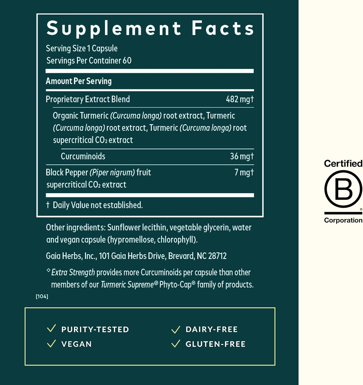 Gaia Herbs Turmeric Supreme Extra Strength Liquid Capsules with Curcumin & Black Pepper - Reduces Swelling - 60 Vegan Capsules