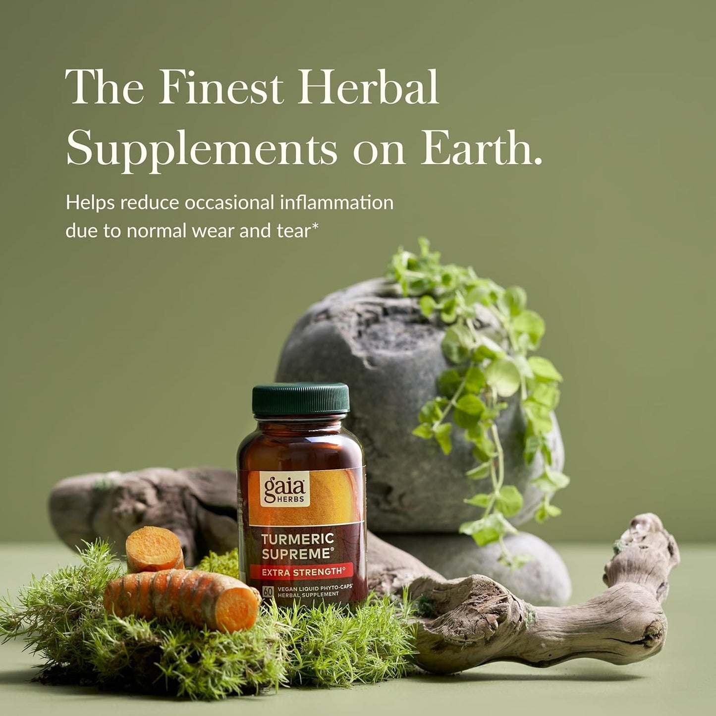 Gaia Herbs Turmeric Supreme Extra Strength Liquid Capsules with Curcumin & Black Pepper - Reduces Swelling - 60 Vegan Capsules