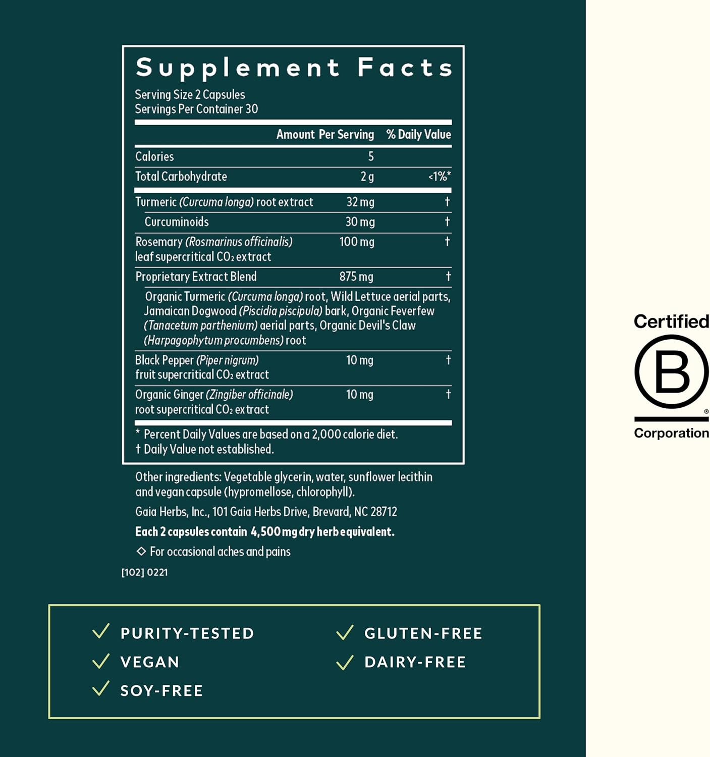Gaia Herbs Turmeric Supreme Pain Relief Supplement - Vegan Liquid Capsules (60 Count)