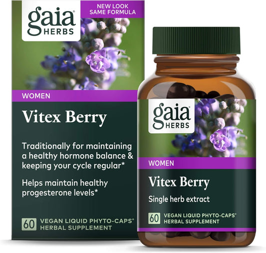 Gaia Herbs Vitex Berry Liquid Capsules - 60 Count, Hormone Balance for Women, Vegan Formula