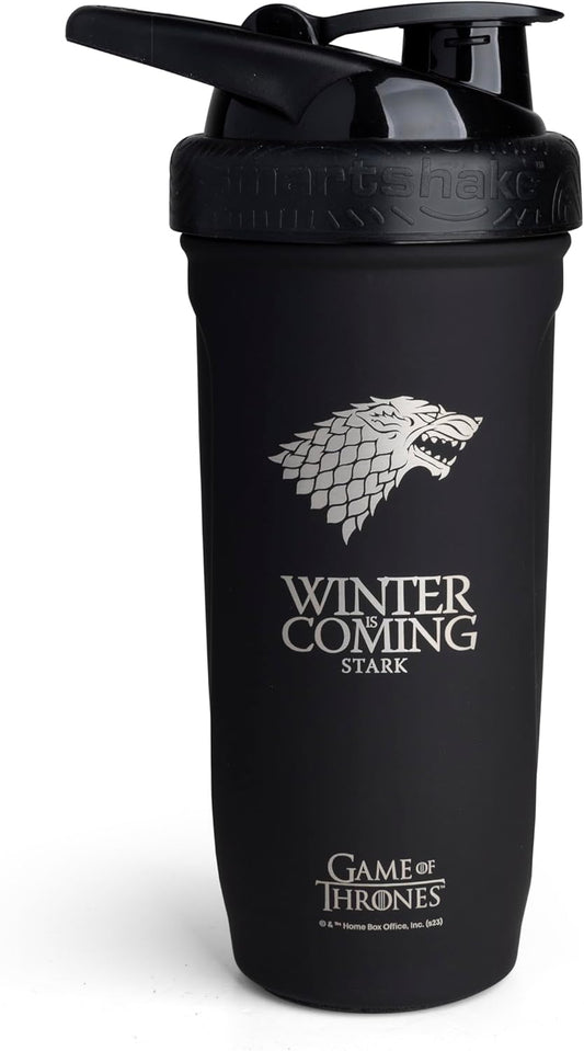 Game of Thrones Winter Is Coming Stainless Steel Smartshake Shaker Bottle (900 ML) | Lightweight Resistance Sports Bottle | Leakproof, BPA & DEHP Free
