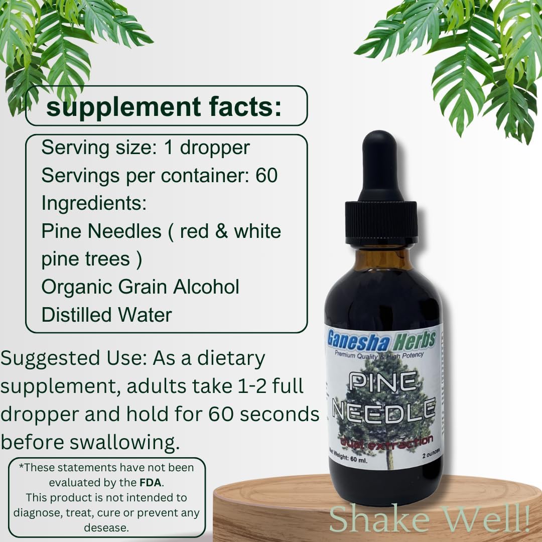 Ganesha Herbs Pine Needle Liquid Tincture Herbal Extract with Shikimic Acid - 2 Oz (2 Pack)