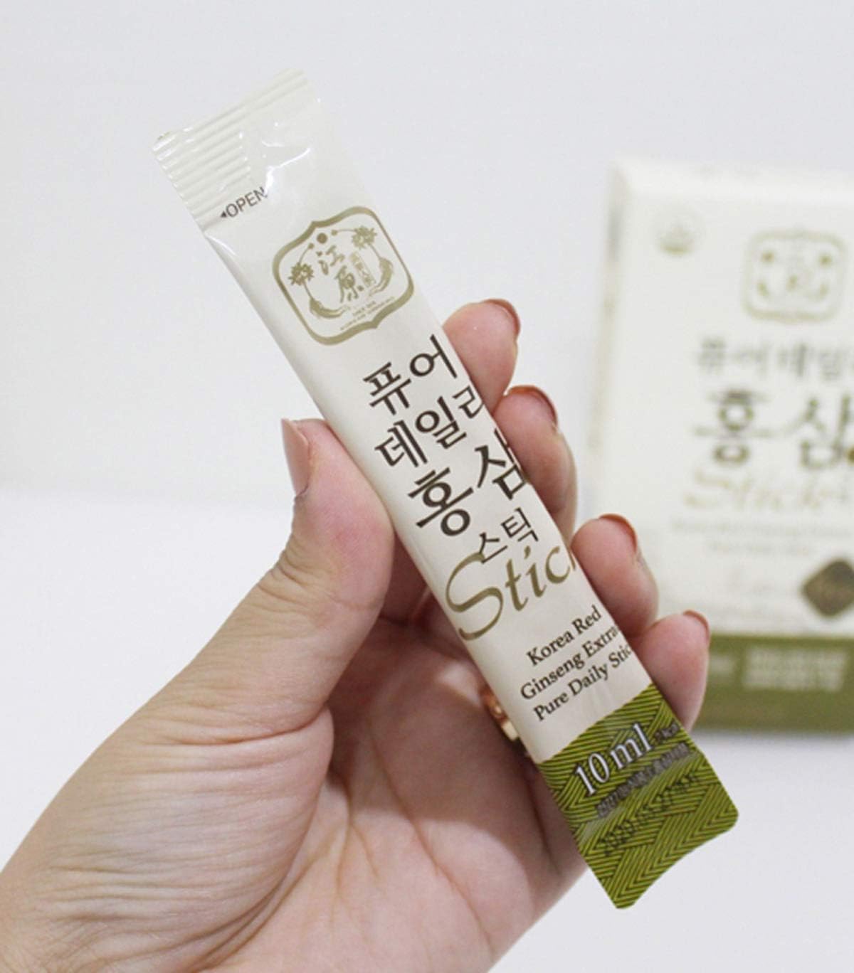 [Gangwoninsam] Korean Red Ginseng Extract Pure Daily Sticks - 6 Year Korean Red Ginseng, Individually Packaged, 30 Sticks, 0.35 fl. oz, Korean Food, 3 X 10-Count Box