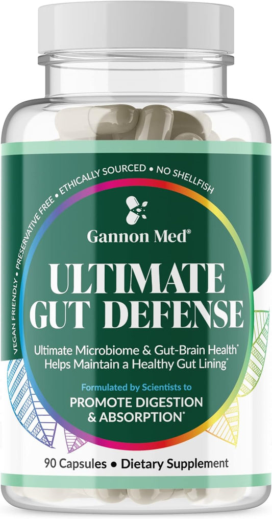 GANNON MED Ultimate Gut Defense & Restoration Supplement - Supports Gut Health, Leaky Gut, Microbiome, Enzymes - Total Digestive Immune Boost - 90 Capsules