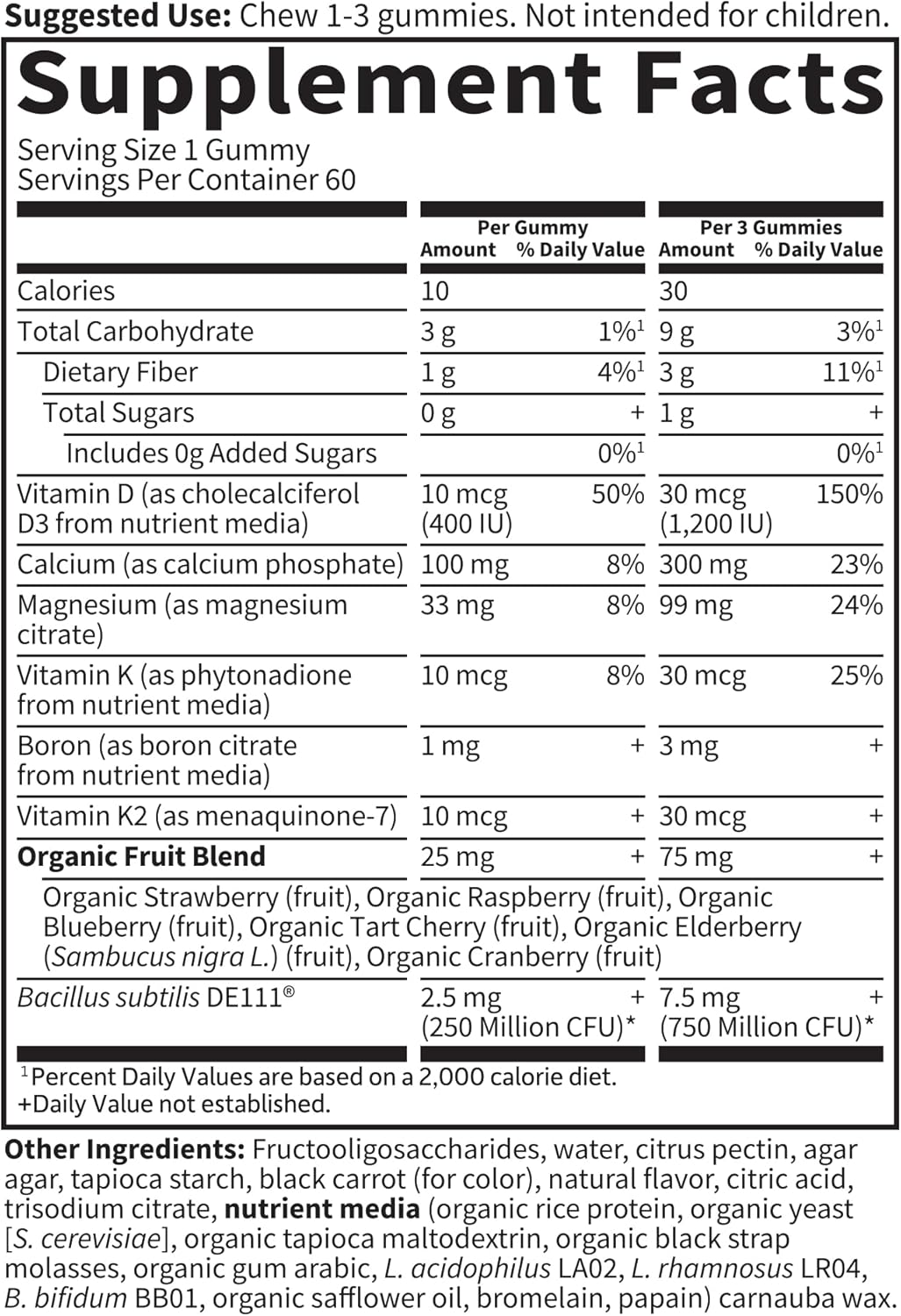 Garden of Life Calcium Magnesium Gummies with D3 & K2 for Bone Health + Prebiotics & Probiotics, 60 Raspberry Gummies