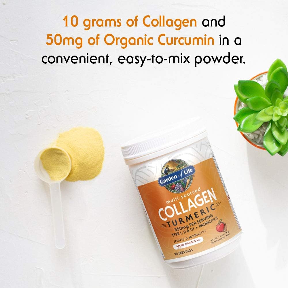 Garden of Life Collagen Bundle: Grass-Fed Peptides, Collagen Turmeric Apple Cinnamon, Multi-Sourced Unflavored Powder for Hair, Skin, Nails, Joints - 46 Servings