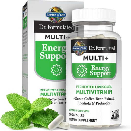 Garden of Life Dr. Formulated Multi+ Energy Support: Liposomal Multivitamin with Green Coffee Bean Extract, Rhodiola & Probiotics - Energy Boost & Immune Health, 30 Capsules