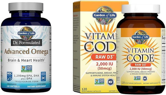 Garden of Life Dr. Formulated Omega Fish Oil with EPA, DHA, DPA, and D3 - Whole Food Raw Vitamin Supplement, 2000 IU - Lemon Flavor, Dairy and Gluten Free