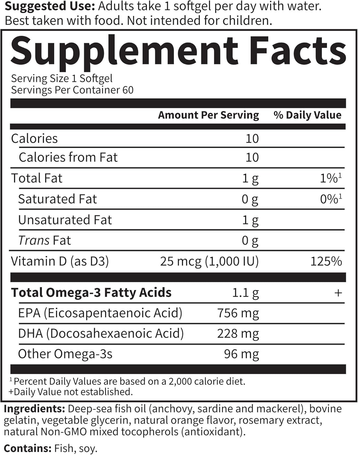 Garden of Life Minami Omega-3 Fish Oil Supplement - Orange, Ultimate Daily Heart & Brain Health Support with 1100mg Omega-3s, 1000 IU Vitamin D3, 60 Softgels