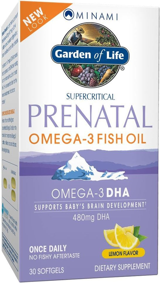 Garden of Life Minami Prenatal DHA Omega 3 Fish Oil Softgels, 30 Count - Lemon Flavor