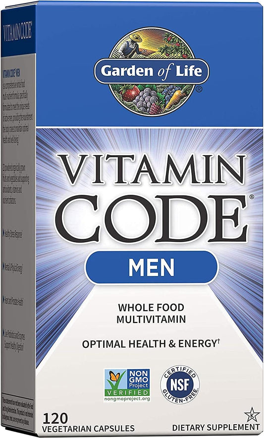 Garden of Life Vitamin Code Men's Whole Food Multivitamin with Probiotics, Fruit & Veggie Blend for Energy, Heart, Prostate Health - 120 Count