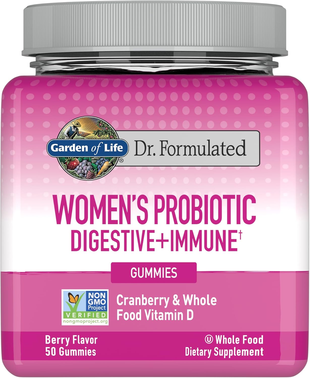 Garden of Life Women's Probiotic Gummies with Cranberry & Vitamin D - Digestion & Immunity Support, 50 Gummies