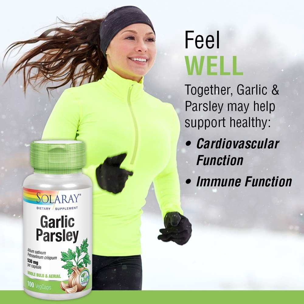 Garlic Bulb & Parsley Leaf Capsules - Cardiovascular & Immune Support - Non-GMO, Vegan - 100 VegCaps
