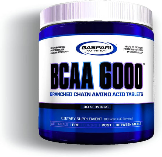 Gaspari Nutrition BCAA 6000 Tablets for Muscle Recovery and Performance Enhancement (30 Servings)