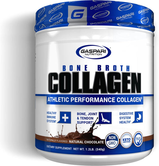 Gaspari Nutrition Bone Broth: 13g Protein for Athletic Performance, Gluten-Free, Non-GMO, Keto Certified, Gut & Joint Health - Natural Chocolate, 30 Servings