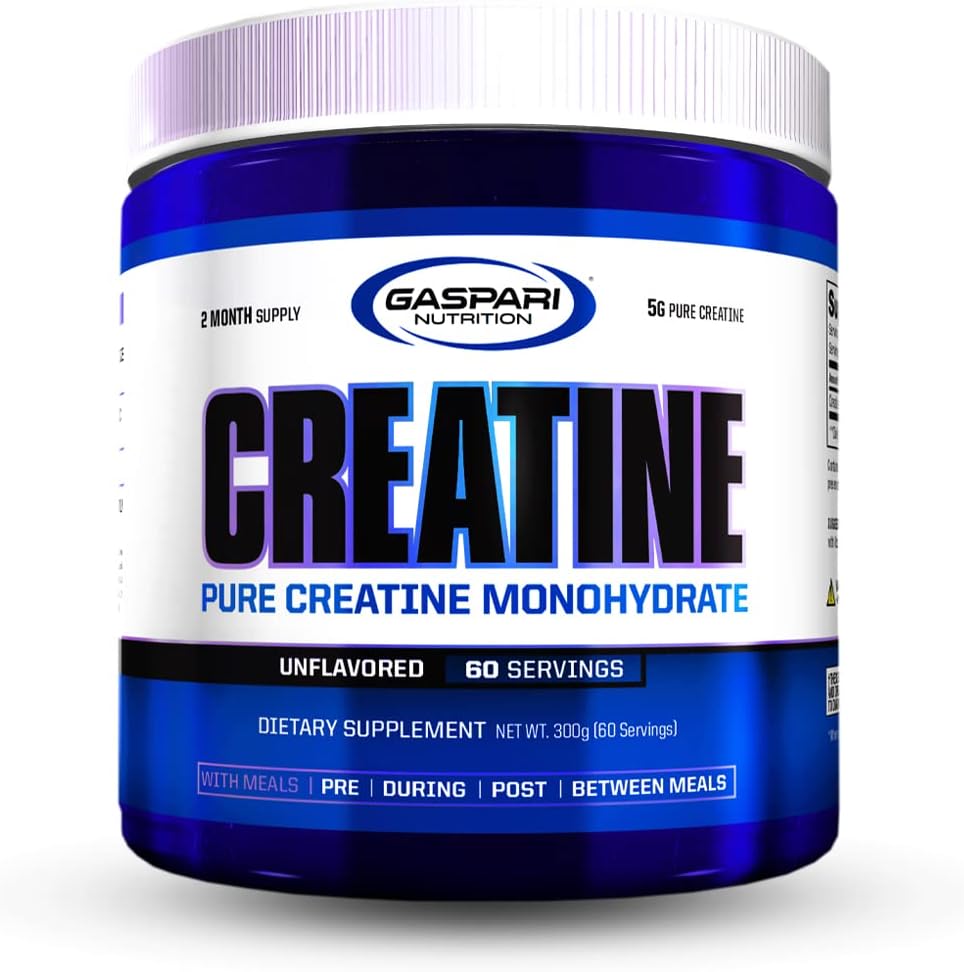 Gaspari Nutrition Creatine Monohydrate Powder, 5g Pure Creatine for Muscle Growth, Unflavored - 60 Servings