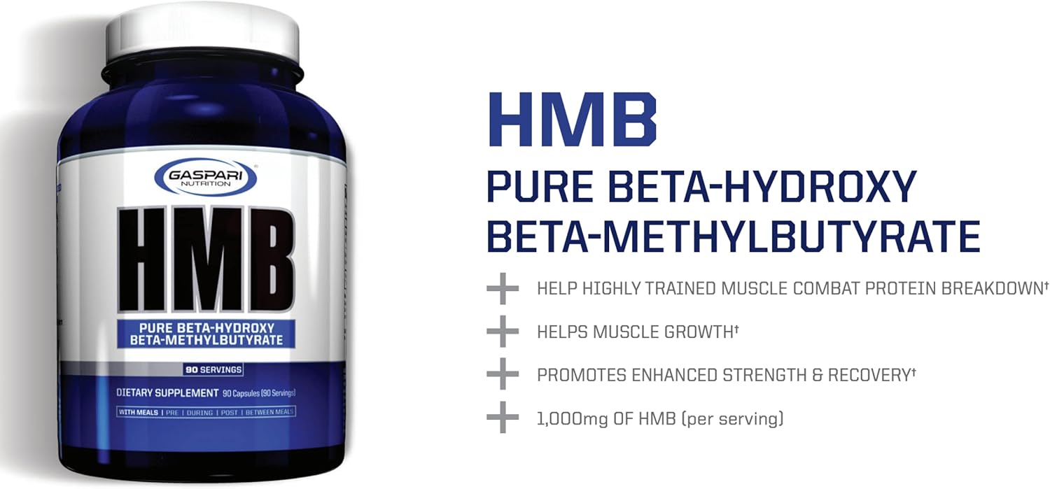 Gaspari Nutrition HMB Supplement - 1,000mg Pure Beta-Hydroxy Beta-Methylbutyrate for Muscle Growth, Strength, and Recovery (90 Servings)