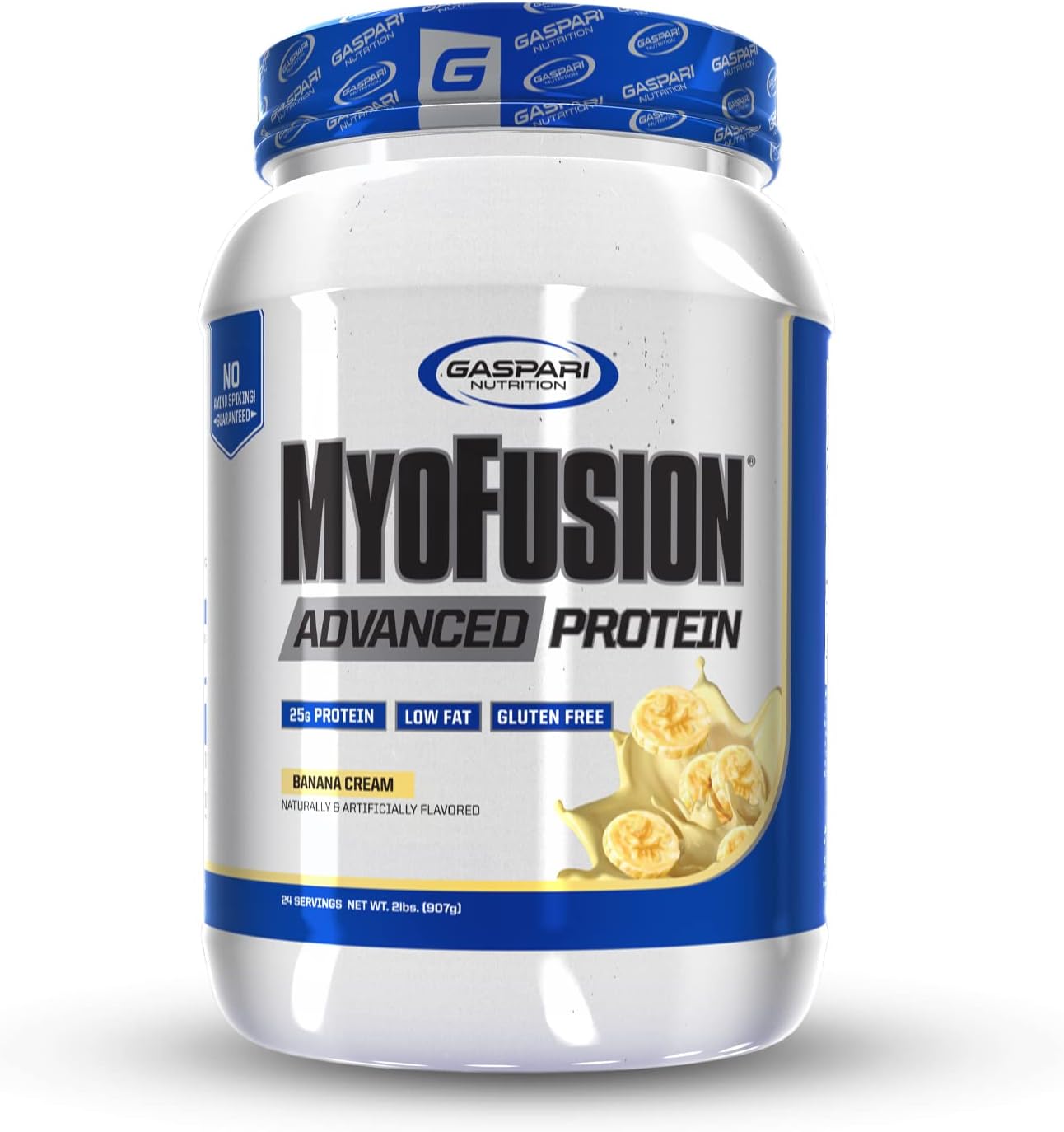 Gaspari Nutrition Myofusion Advanced Protein - Whey, Casein, Isolate Blend (Banana Cream, 2 lb) - Low Fat, Gluten Free