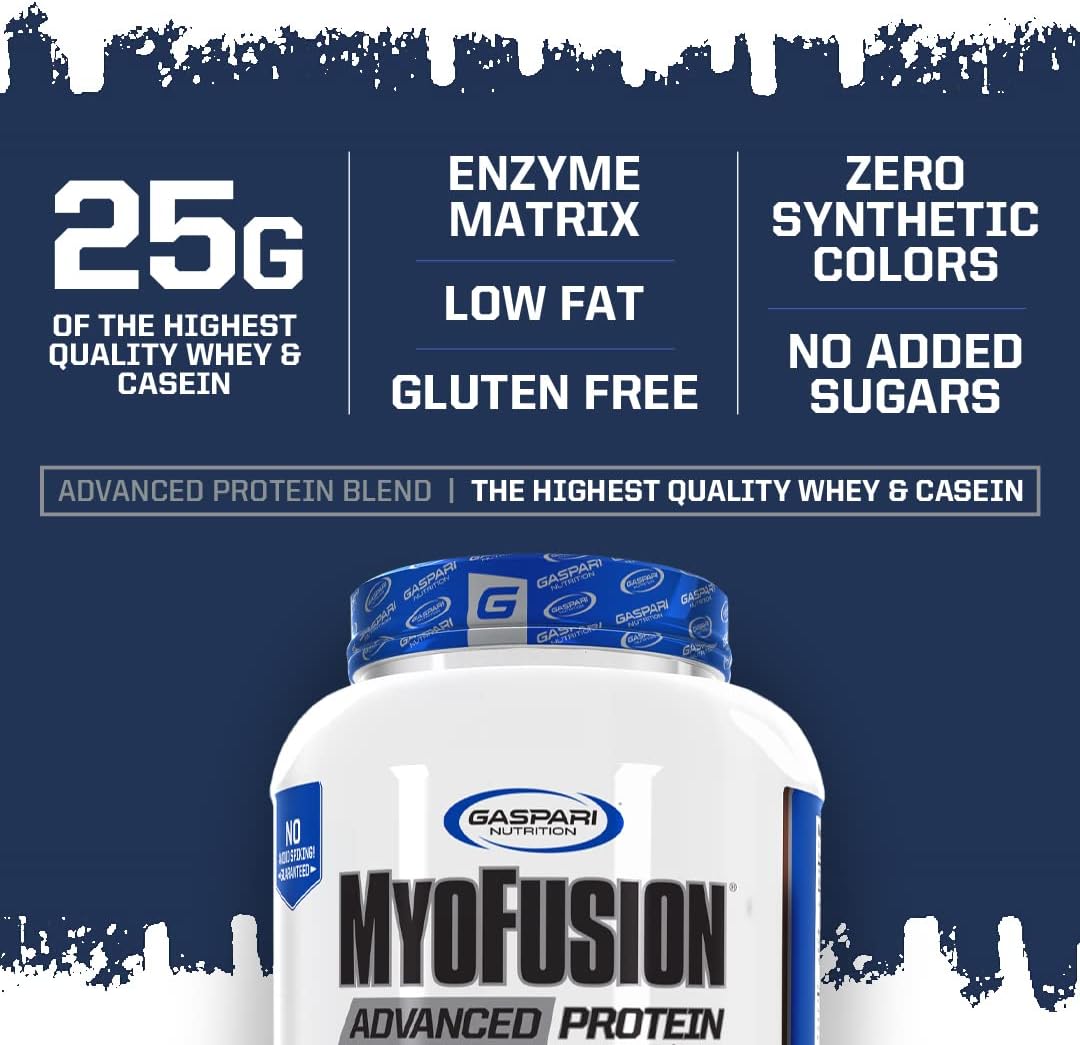 Gaspari Nutrition Myofusion Advanced Protein Powder - Whey, Casein, Isolate Blend - Low Fat, Gluten Free - 2lbs Vanilla Ice Cream Flavor
