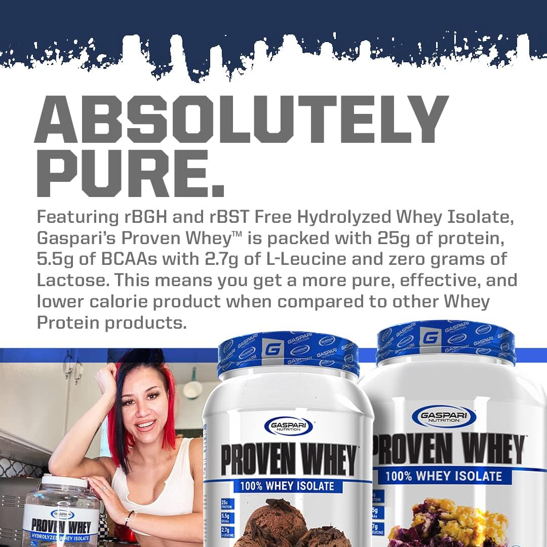 Gaspari Nutrition Proven Whey Isolate Protein Powder, Vanilla Ice Cream Flavor - 2 Pound Pack - High Protein, Lactose-Free, Low Carb & Sugar
