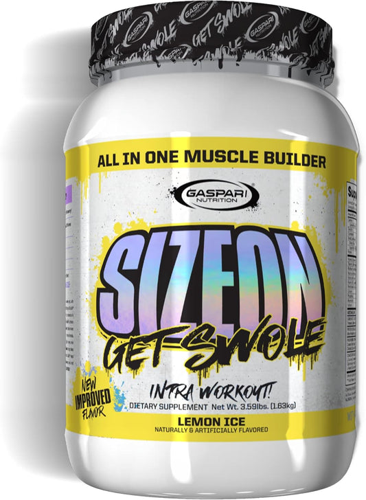 Gaspari Nutrition SizeOn Lemon Ice 3.59 lb - Ultimate Hybrid Intra-Workout Amino Acid & Creatine Formula for Muscle Volume & Recovery