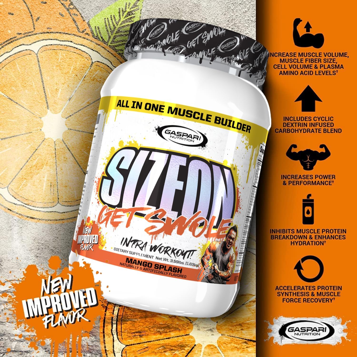 Gaspari Nutrition SizeOn Maximum Performance Hide's Mango Splash 3.59lb - Ultimate Hybrid Intra-Workout Amino Acid & Creatine Formula [海外直送品]