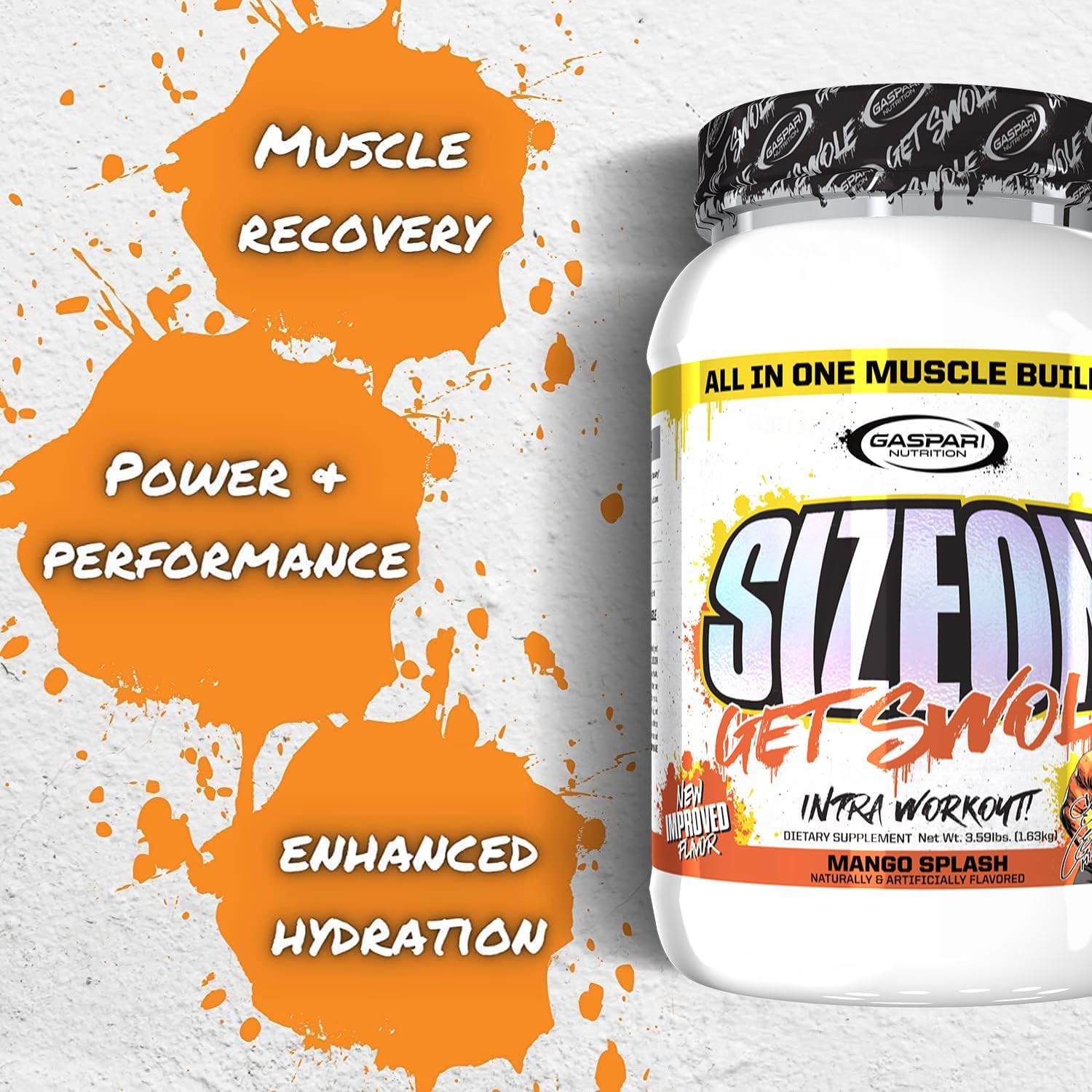 Gaspari Nutrition SizeOn Maximum Performance Hide's Mango Splash 3.59lb - Ultimate Hybrid Intra-Workout Amino Acid & Creatine Formula [海外直送品]