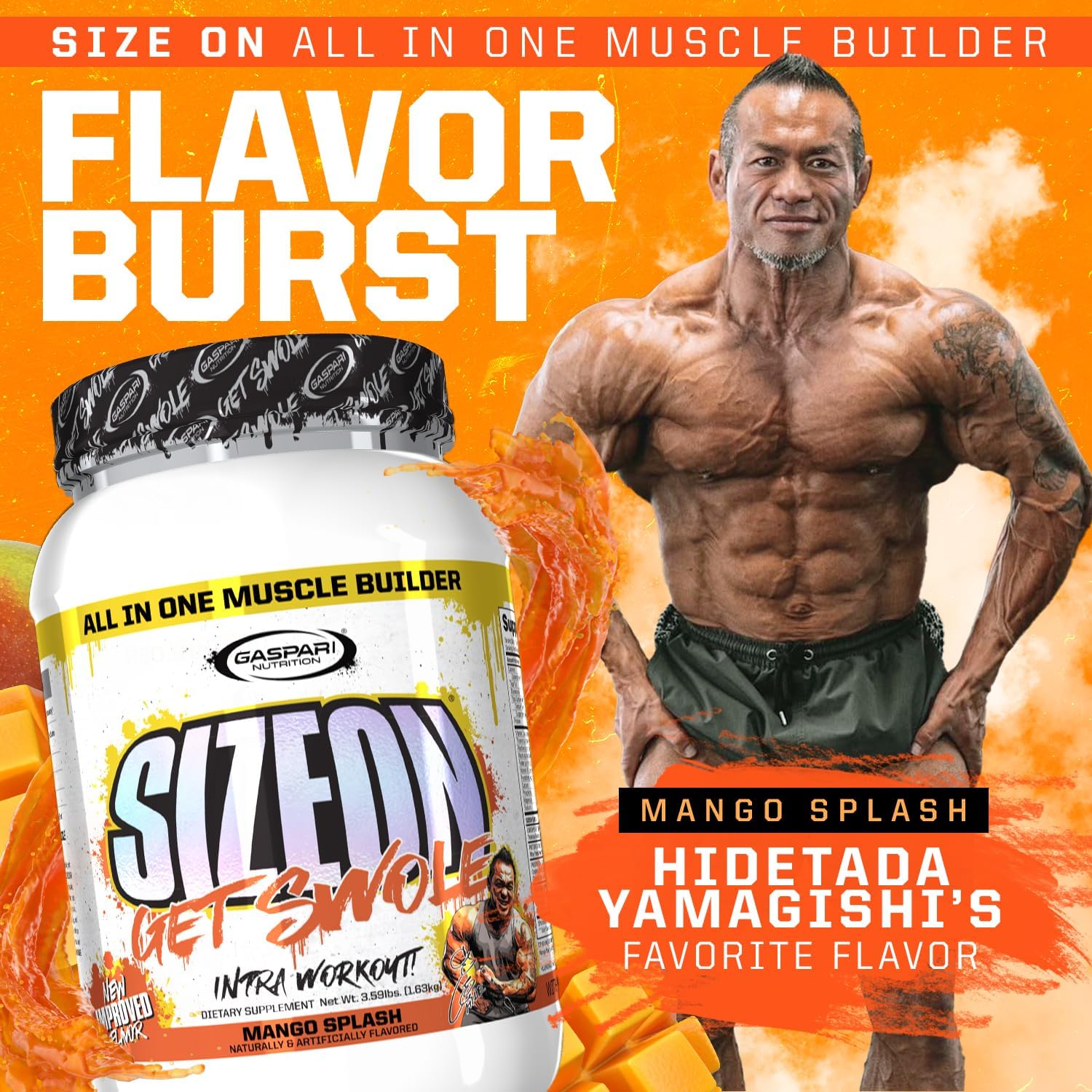 Gaspari Nutrition SizeOn Maximum Performance Hide's Mango Splash 3.59lb - Ultimate Hybrid Intra-Workout Amino Acid & Creatine Formula [海外直送品]