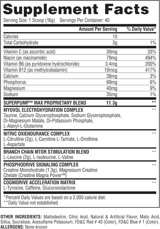 Gaspari Nutrition Super Pump Max Pre Workout Supplement - Rainbow Candy Flavor, 40 Servings for Muscle Growth & Recovery