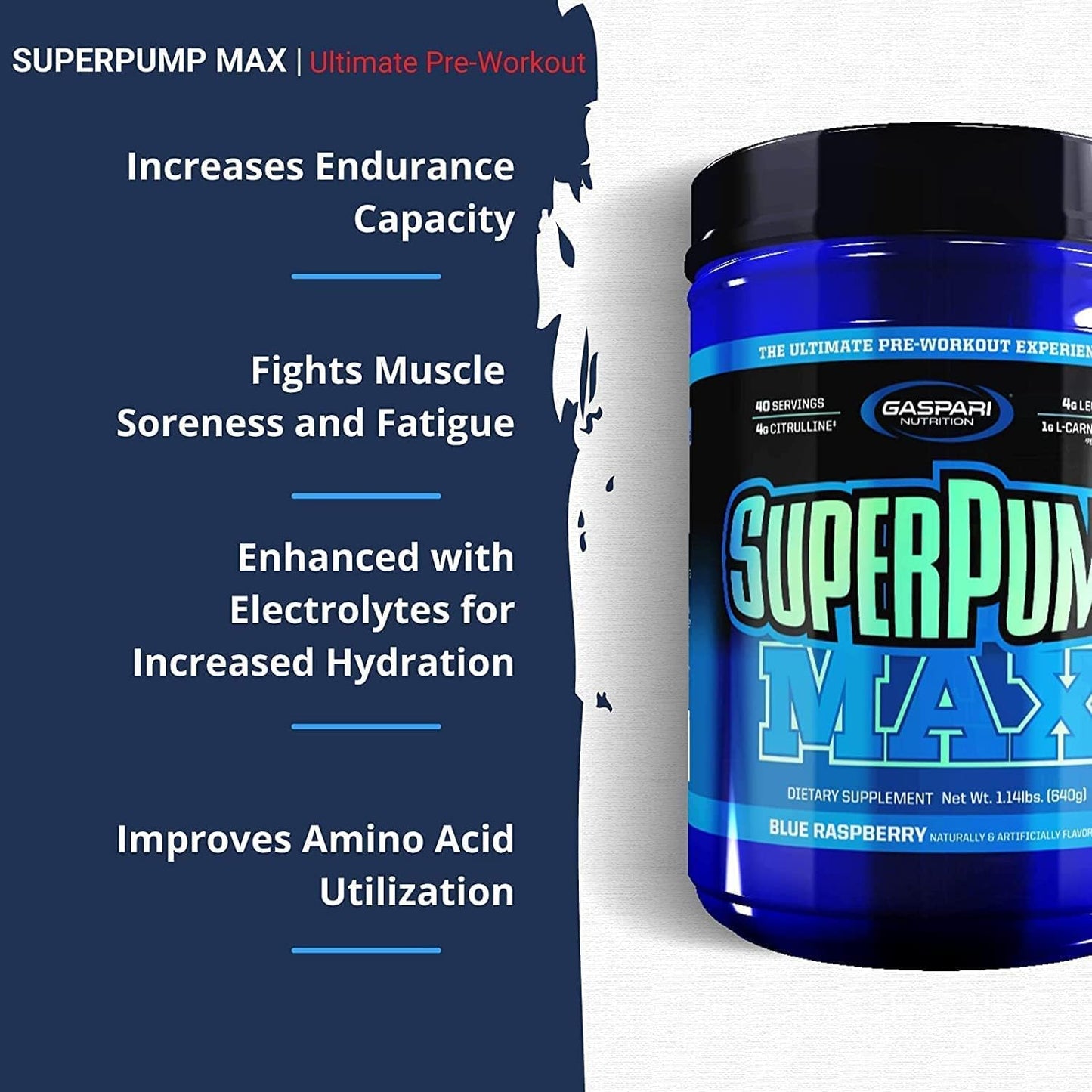 Gaspari Nutrition SuperPump MAX Pre Workout Powder, Nitric Oxide Booster for Muscle Growth & Recovery, Sustained Energy with Electrolytes (40 Servings, Orange Cooler)