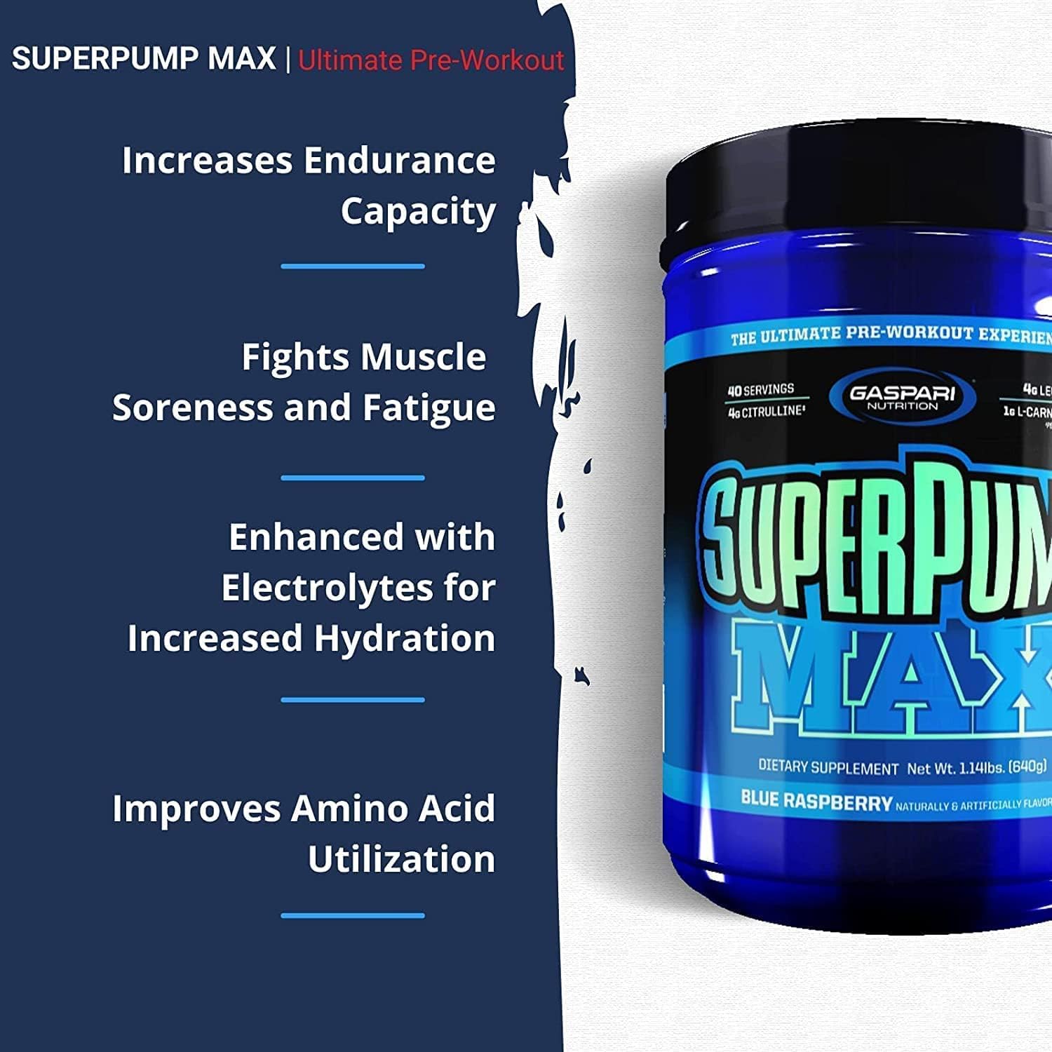 Gaspari Nutrition SuperPump MAX Pre Workout Powder, Nitric Oxide Booster for Muscle Growth & Recovery, Sustained Energy with Electrolytes (40 Servings, Orange Cooler)