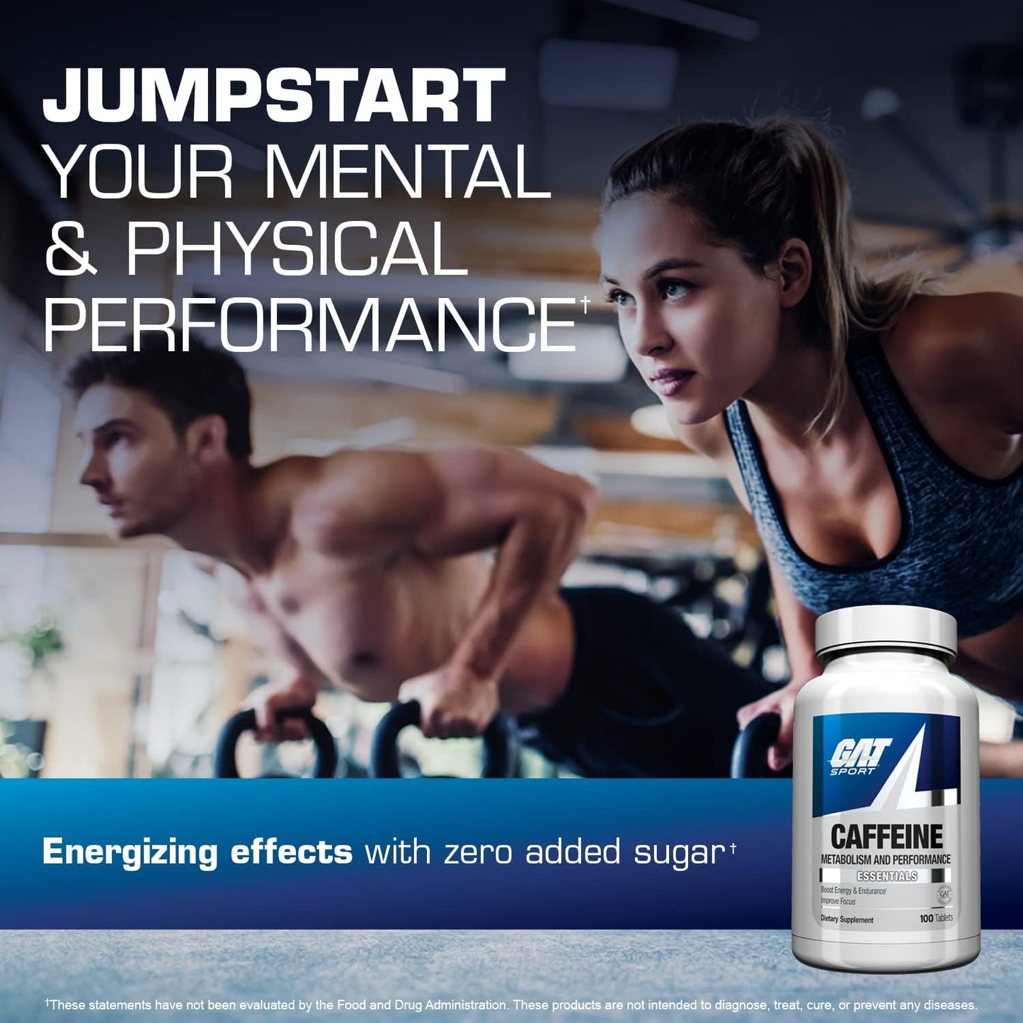 GAT Sport Essentials Caffeine Boost for Metabolism and Performance, 100 Tablets