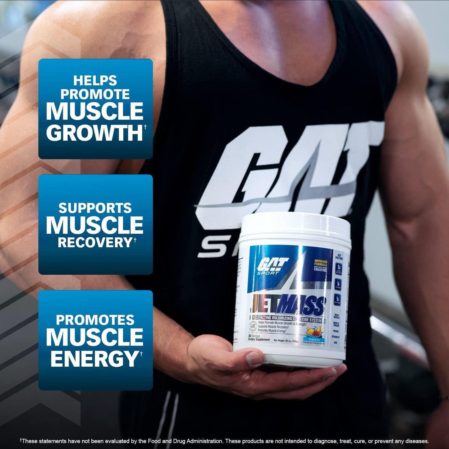 GAT SPORT JetMass Fast-Acting Creatine System, Strawberry Lemonade Flavor, 30 Servings