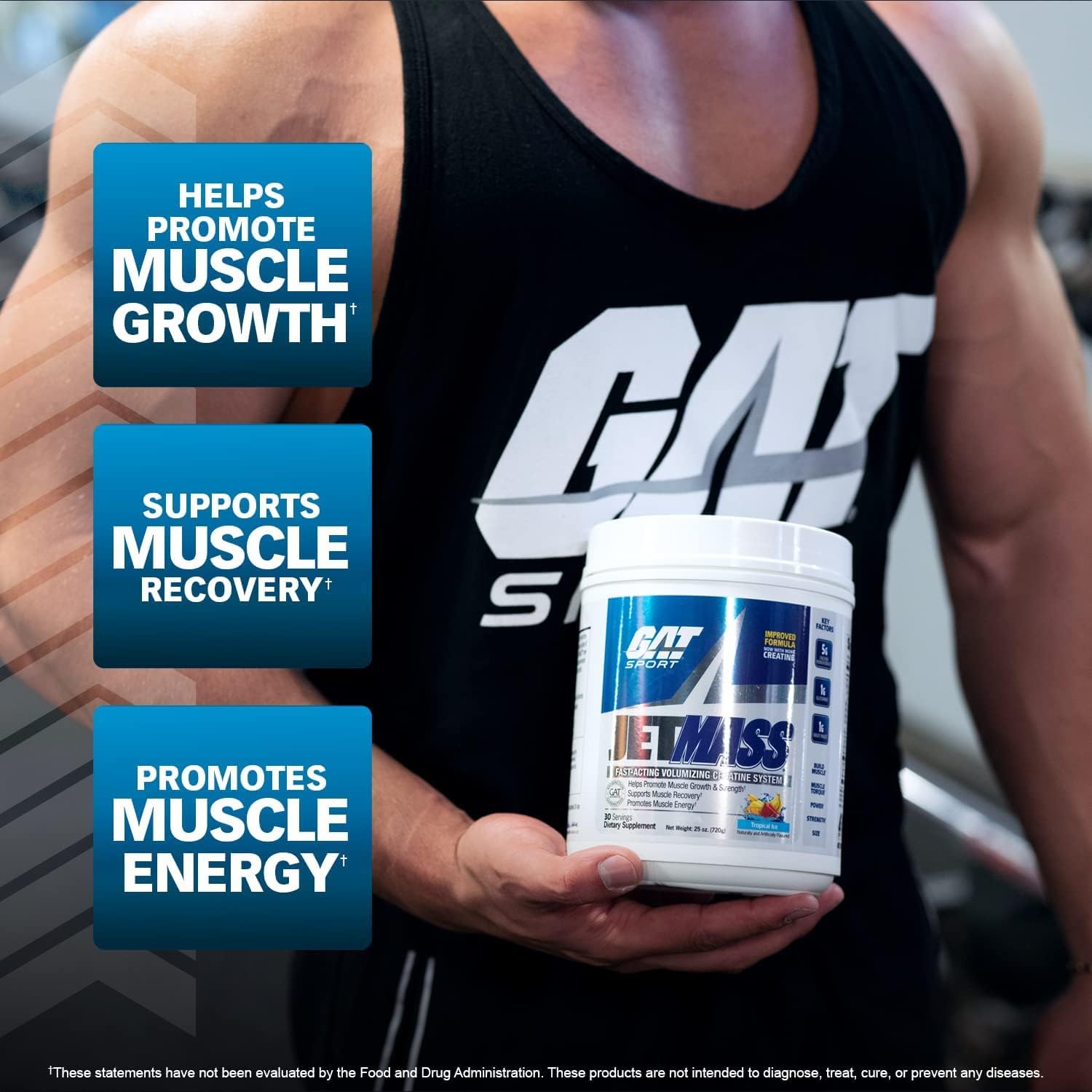 GAT SPORT JetMass Fast-Acting Creatine System, Strawberry Lemonade Flavor, 30 Servings