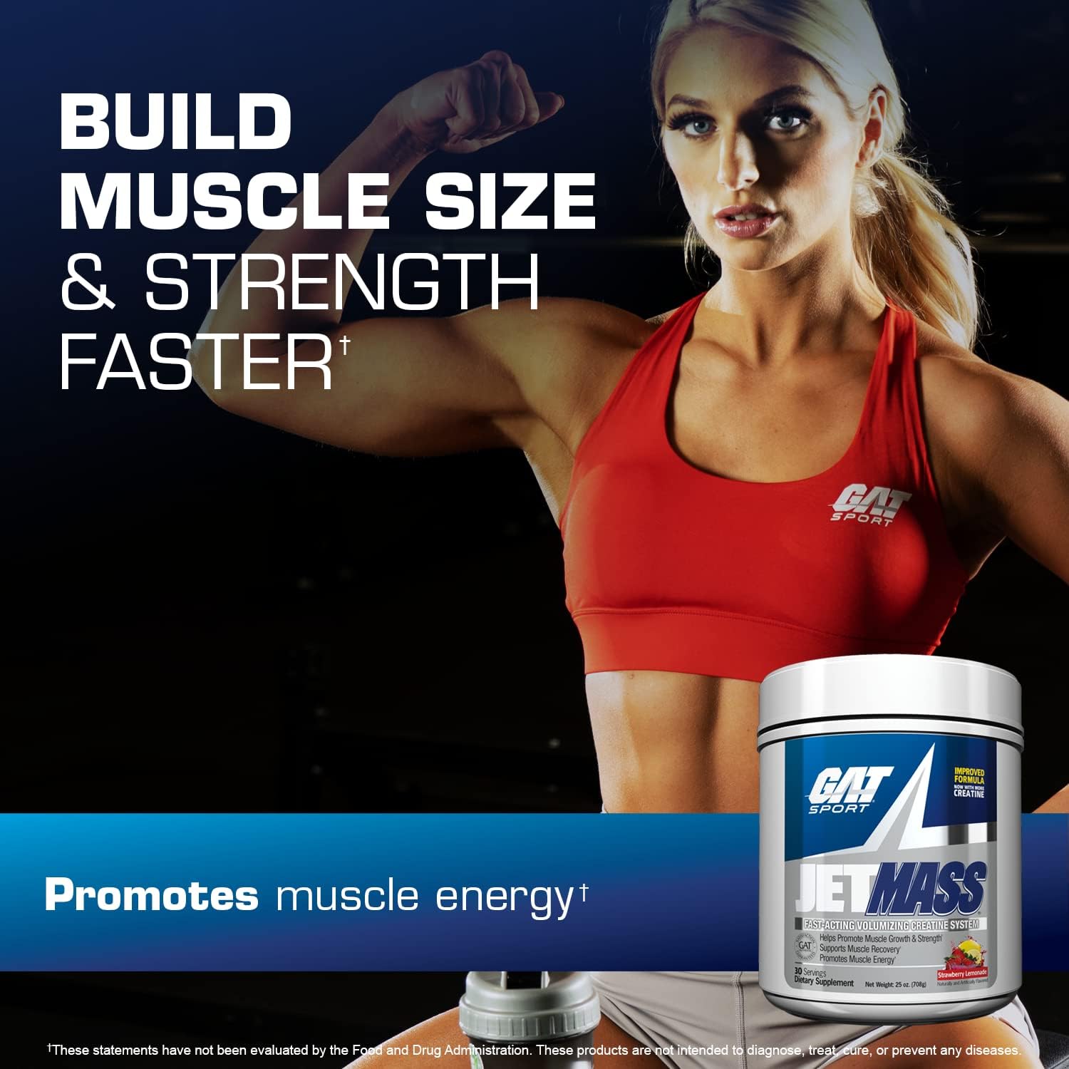GAT SPORT JetMass Fast-Acting Creatine Volumizer, 30 Servings - Tropical Ice Flavor