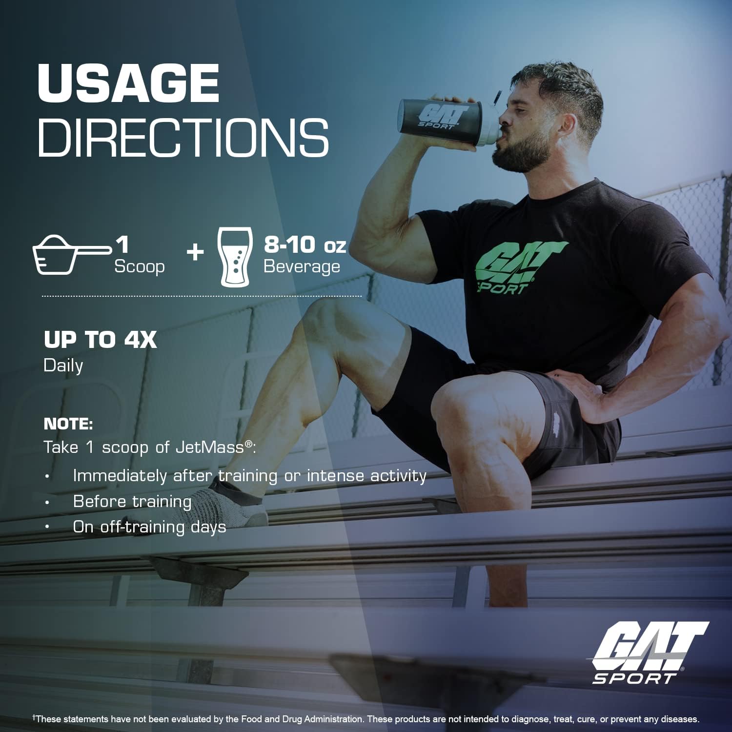 GAT SPORT JetMass Fast-Acting Creatine Volumizer, 30 Servings - Tropical Ice Flavor