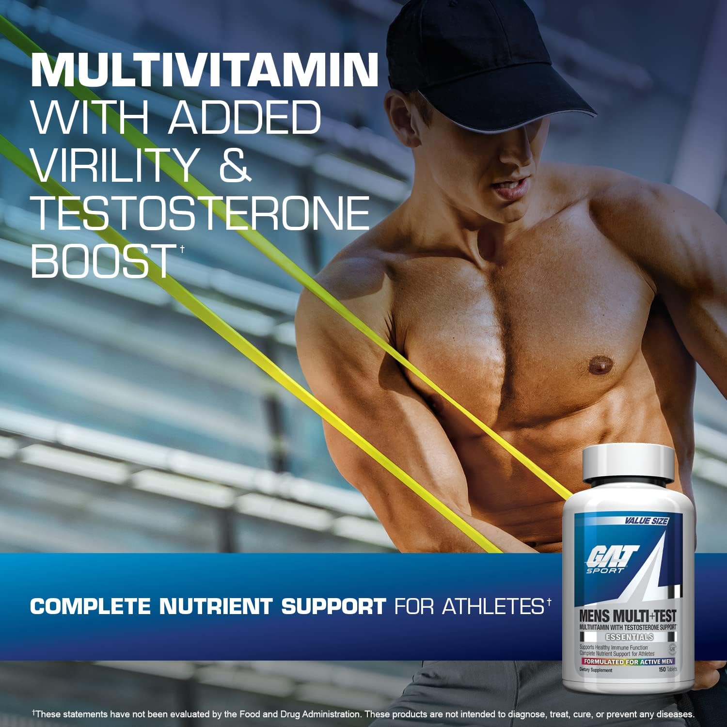 GAT SPORT Men's Multivitamin + Test Supplement, 150 Tablets