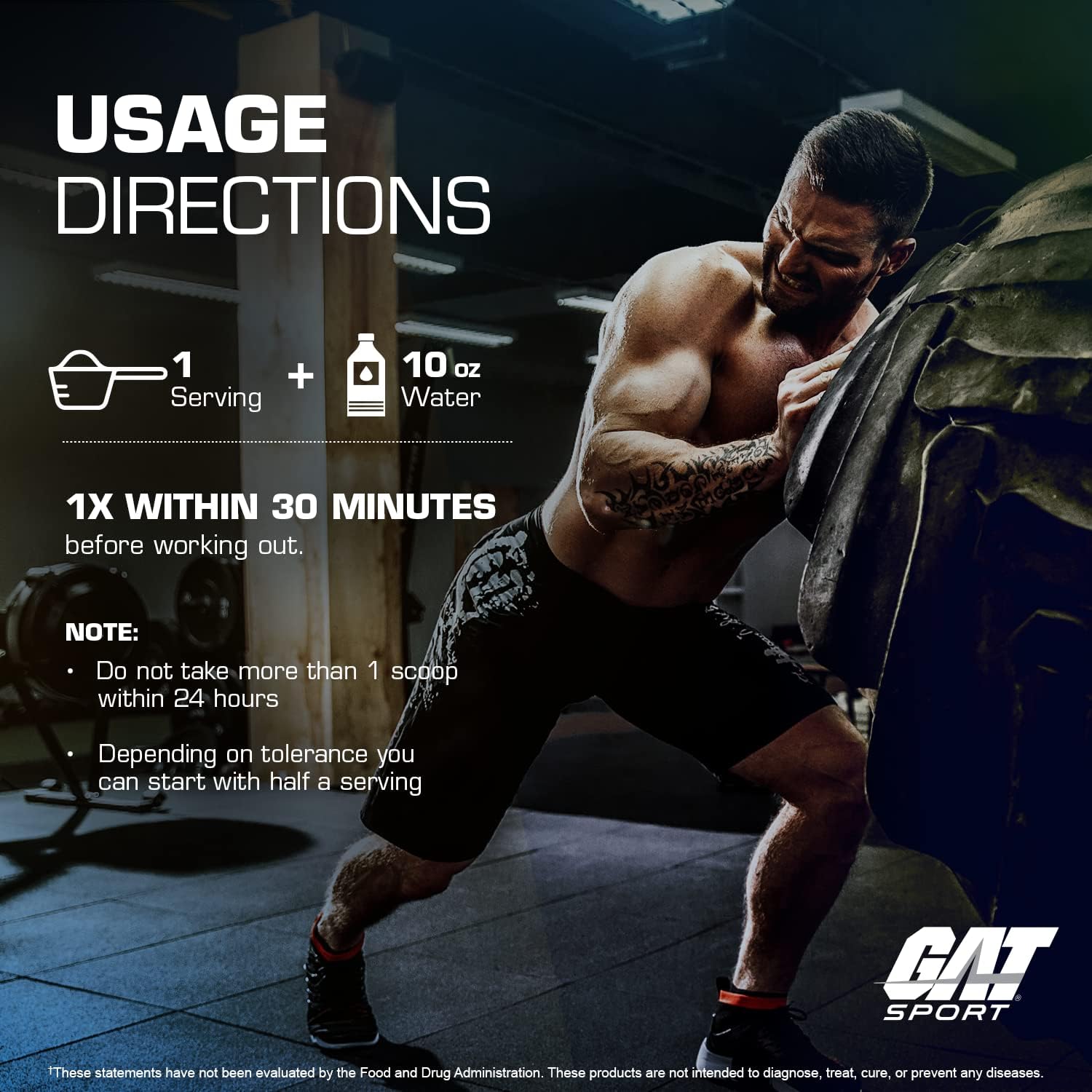 GAT SPORT NITRAFLEX Burn Tropic Thunderburst Pre Workout Thermogenic Powder - 30 Servings