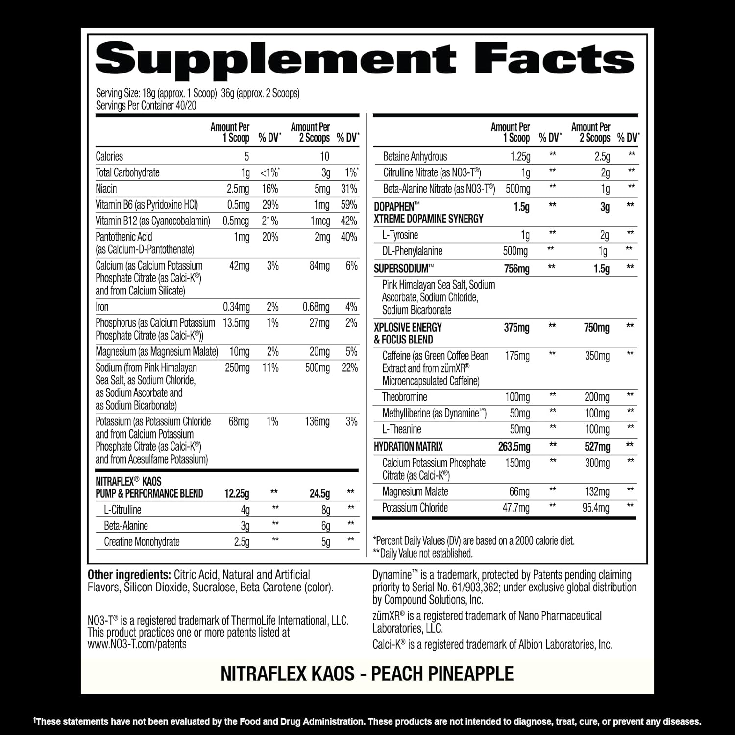 GAT SPORT Nitraflex KAOS Pre-Workout Powder in Peach Pineapple Flavor - Boost Your Workout Performance with this Powerful Supplement