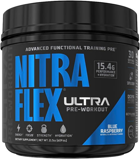GAT SPORT Nitraflex Ultra Blue Raspberry Pre-Workout Supplement - 30 Servings