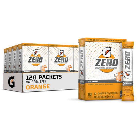 Gatorade G Zero Orange Powder Packets - 120 Count (0.10oz) Pack of 12