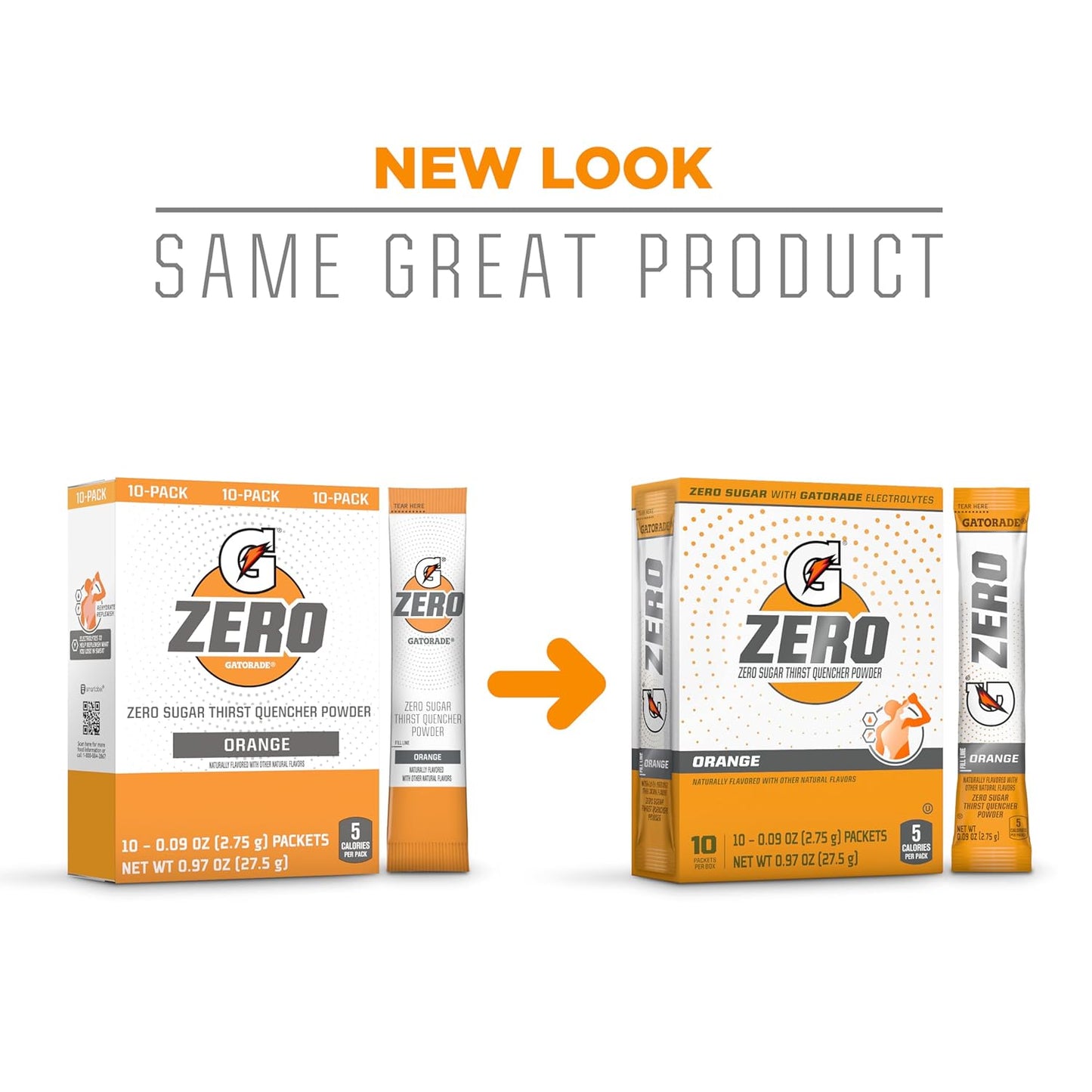 Gatorade G Zero Orange Powder Packets - 120 Count (0.10oz) Pack of 12
