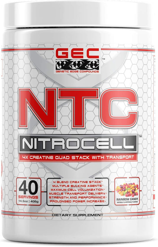 GEC NTC NITROCELL 4X CREATINE Quad Pack - Rainbow Candy Flavor - High-Quality GEC Products