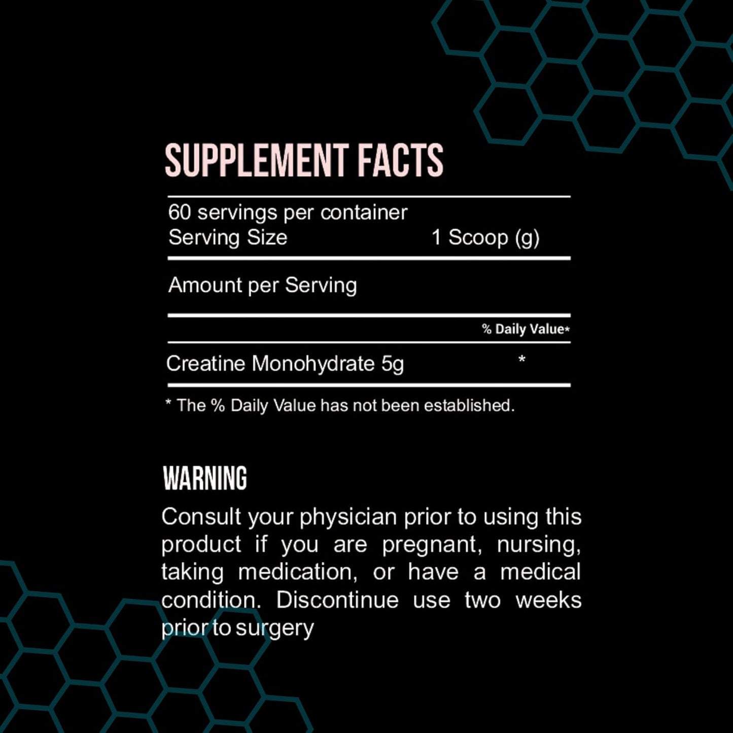 GENESIX NUTRITION HEX 6000 Creatine Monohydrate Supplement for Strength & Muscle Gains with Increased Energy - 60 Servings