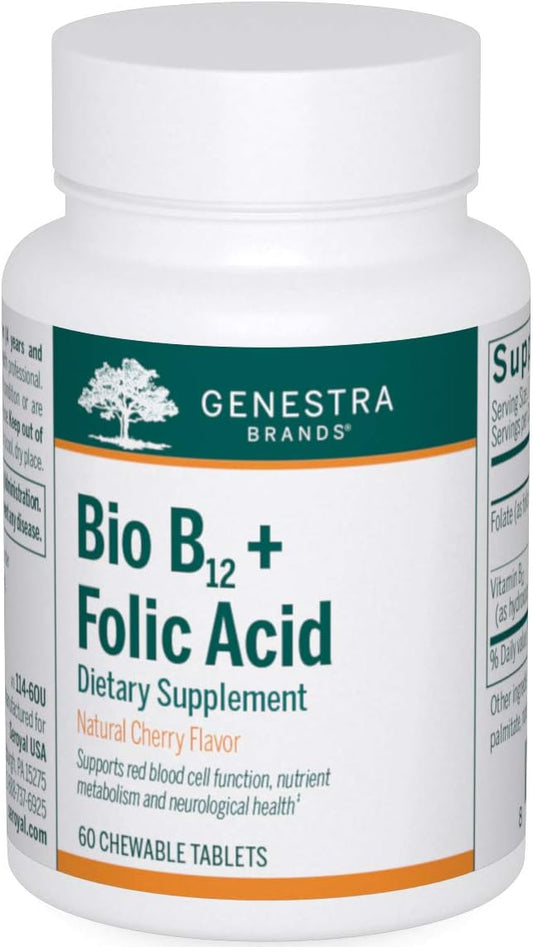 Genestra Brands Bio B12 with Folic Acid Chewable Tablets - 60 Count