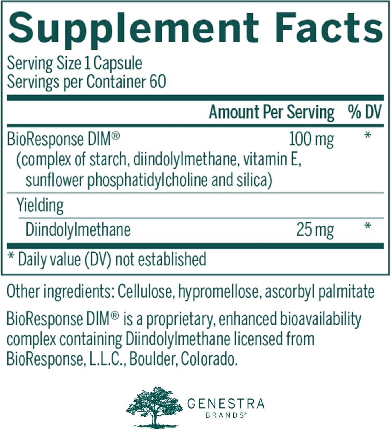 Genestra Brands D.I.M. Supplement | 60 Capsules of Diindolylmethane (D.I.M.) Formula
