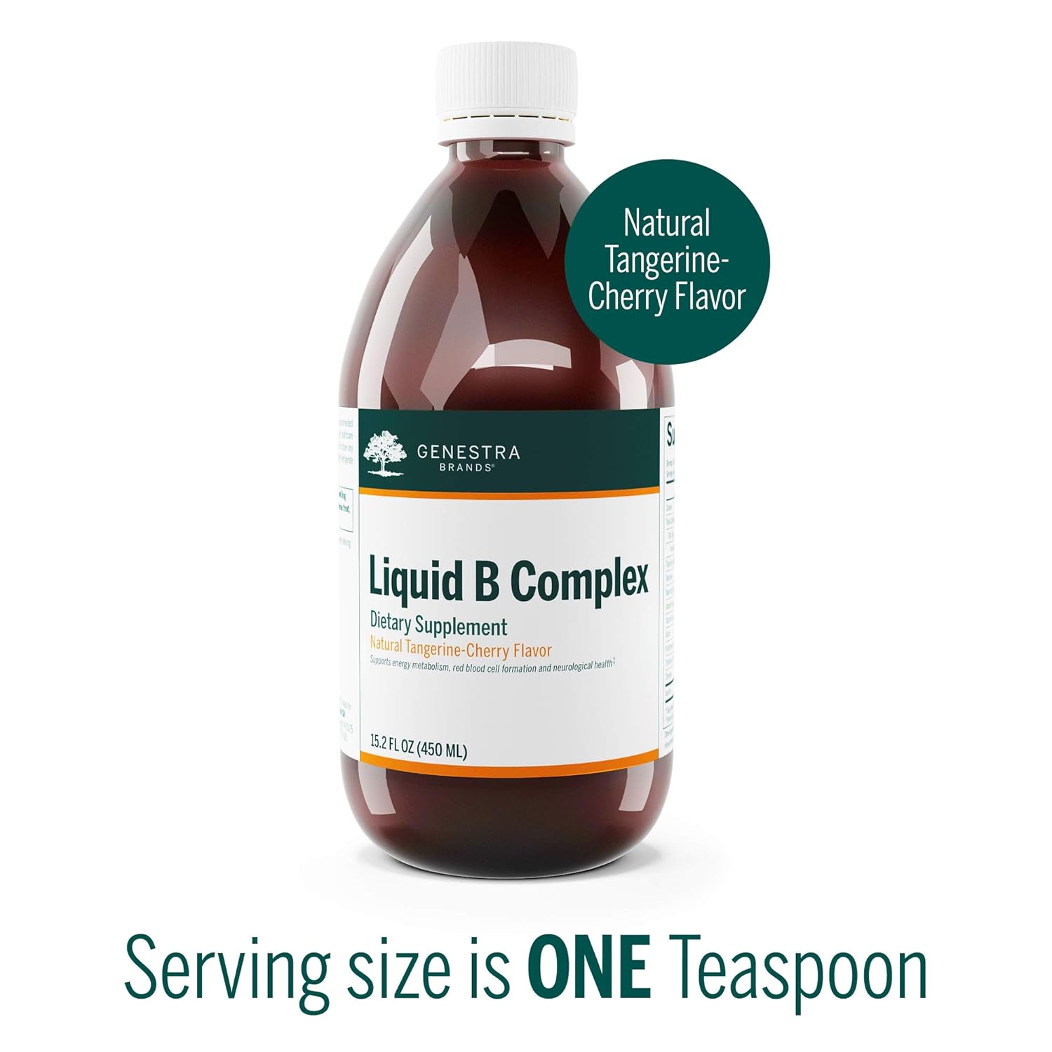 Genestra Brands Liquid B Complex Supplement for Energy Metabolism & Neurological Health | 15.2 fl. oz. Tangerine-Cherry Flavor