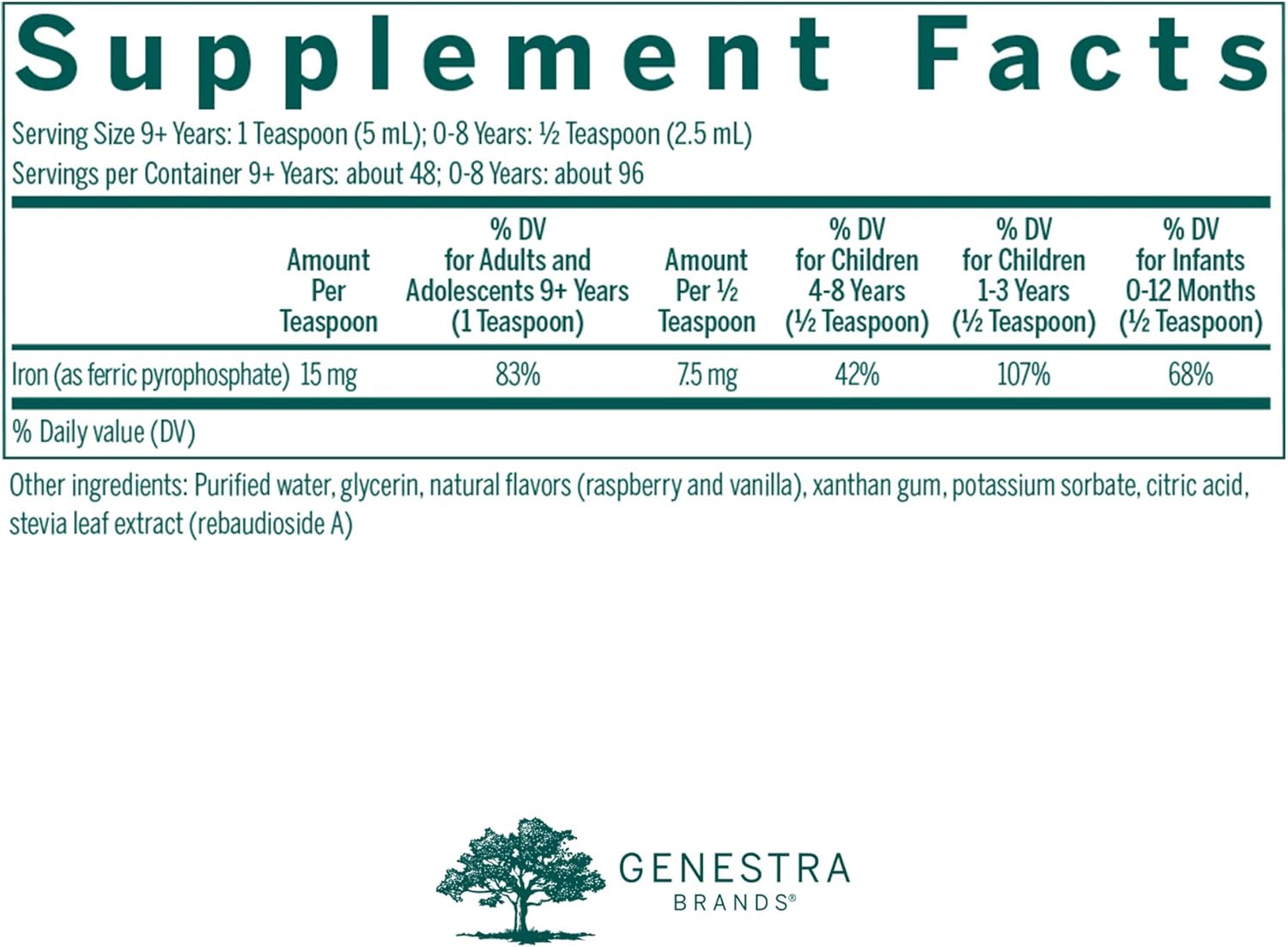 Genestra Brands Liquid Iron Supplement with Natural Raspberry Flavor - 8.1 fl. oz.