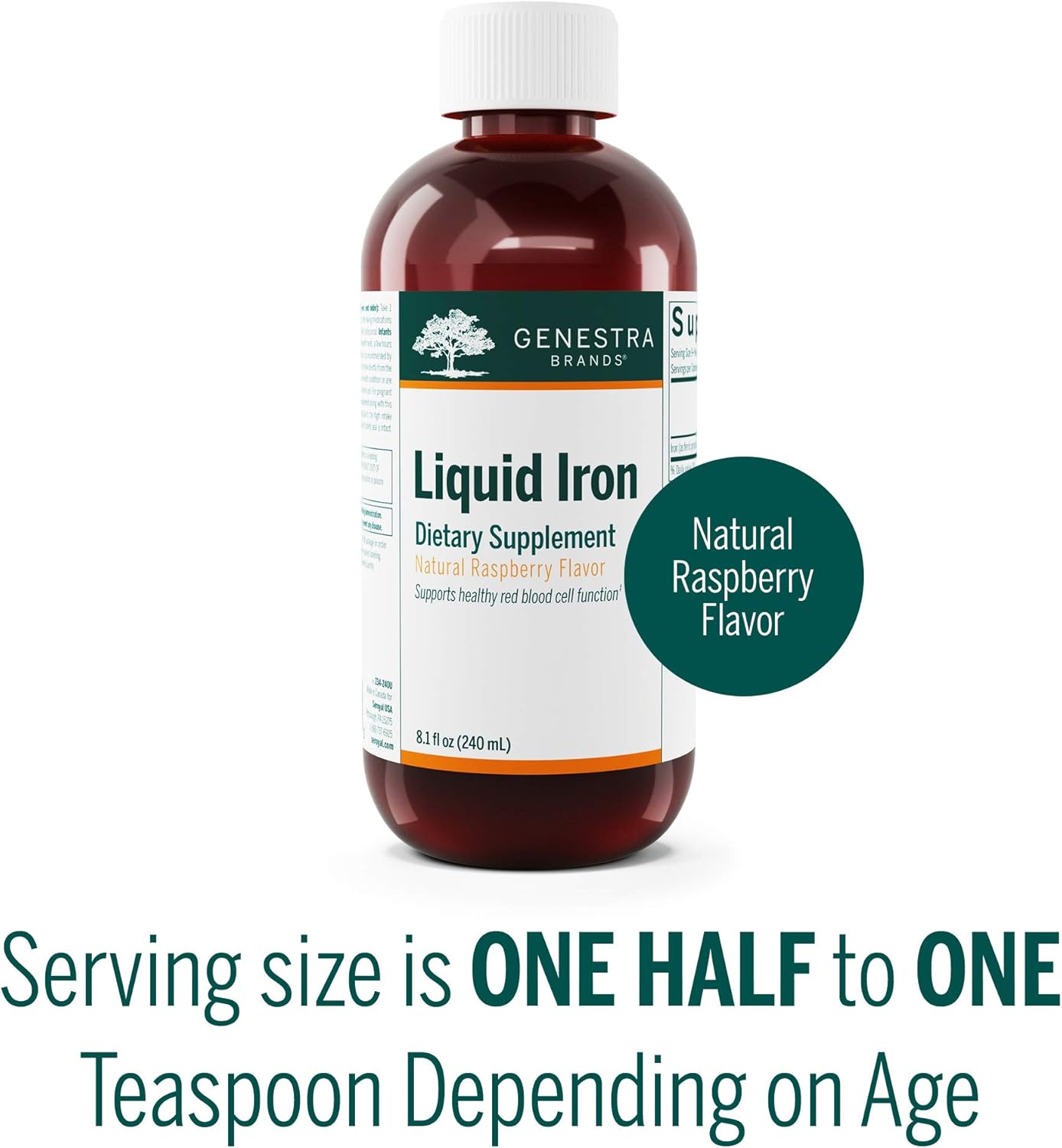 Genestra Brands Liquid Iron Supplement with Natural Raspberry Flavor - 8.1 fl. oz.