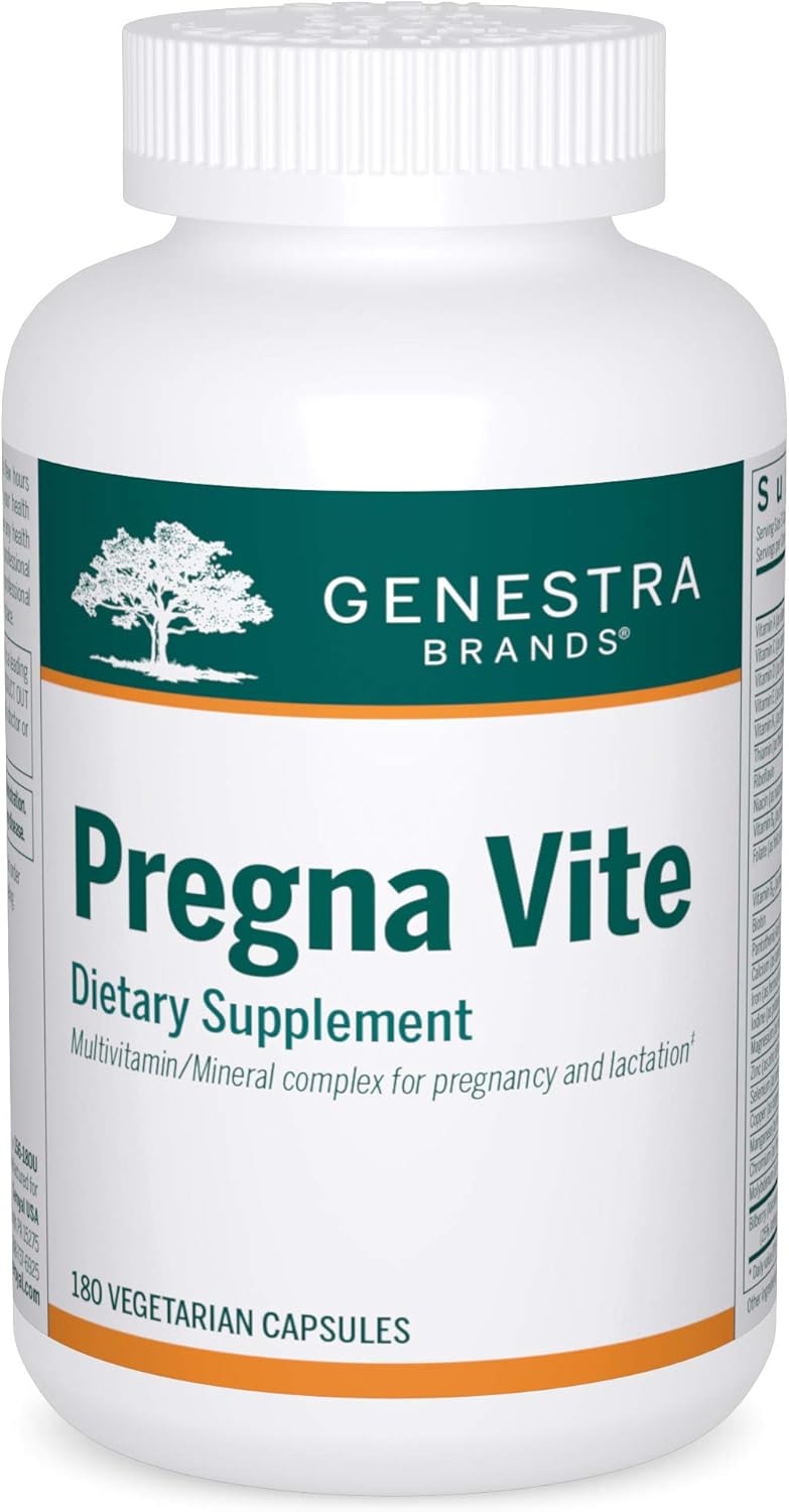 Genestra Brands Pregna Vite Capsules - Promotes Healthy Pregnancy with Folic Acid, Vitamin D, and Iron - 180 Count